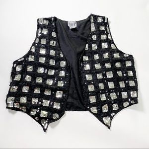 Vintage Sweet Sue Checked Sequin Vest L